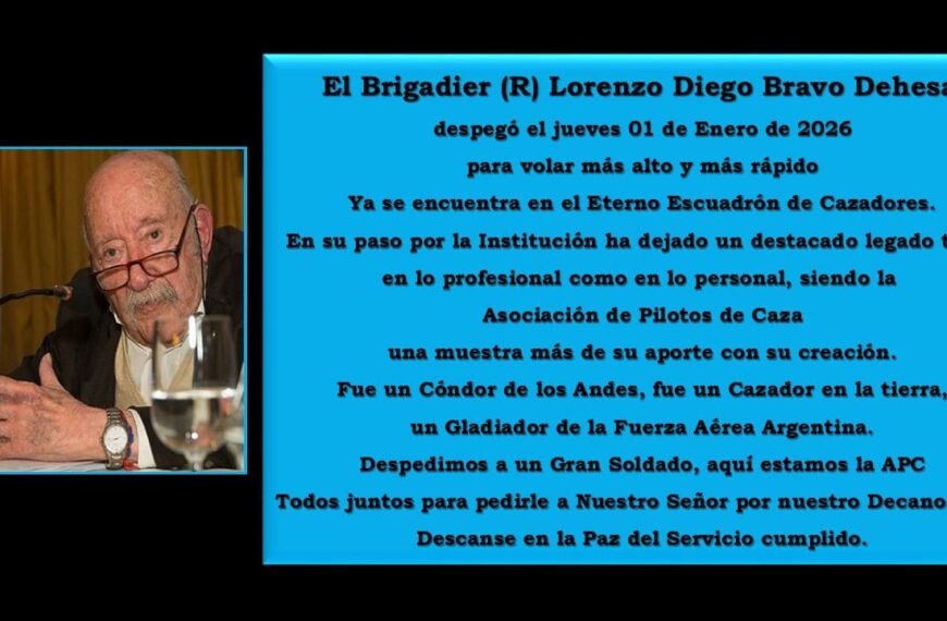 Palabras de despedidas en el sepelio del Brigadier (R) Lorenzo Diego Bravo Deheza